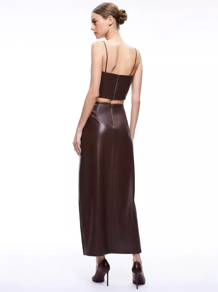 Alice + Olivia - Pearle Vegan Leather Bustier Top - Toffee