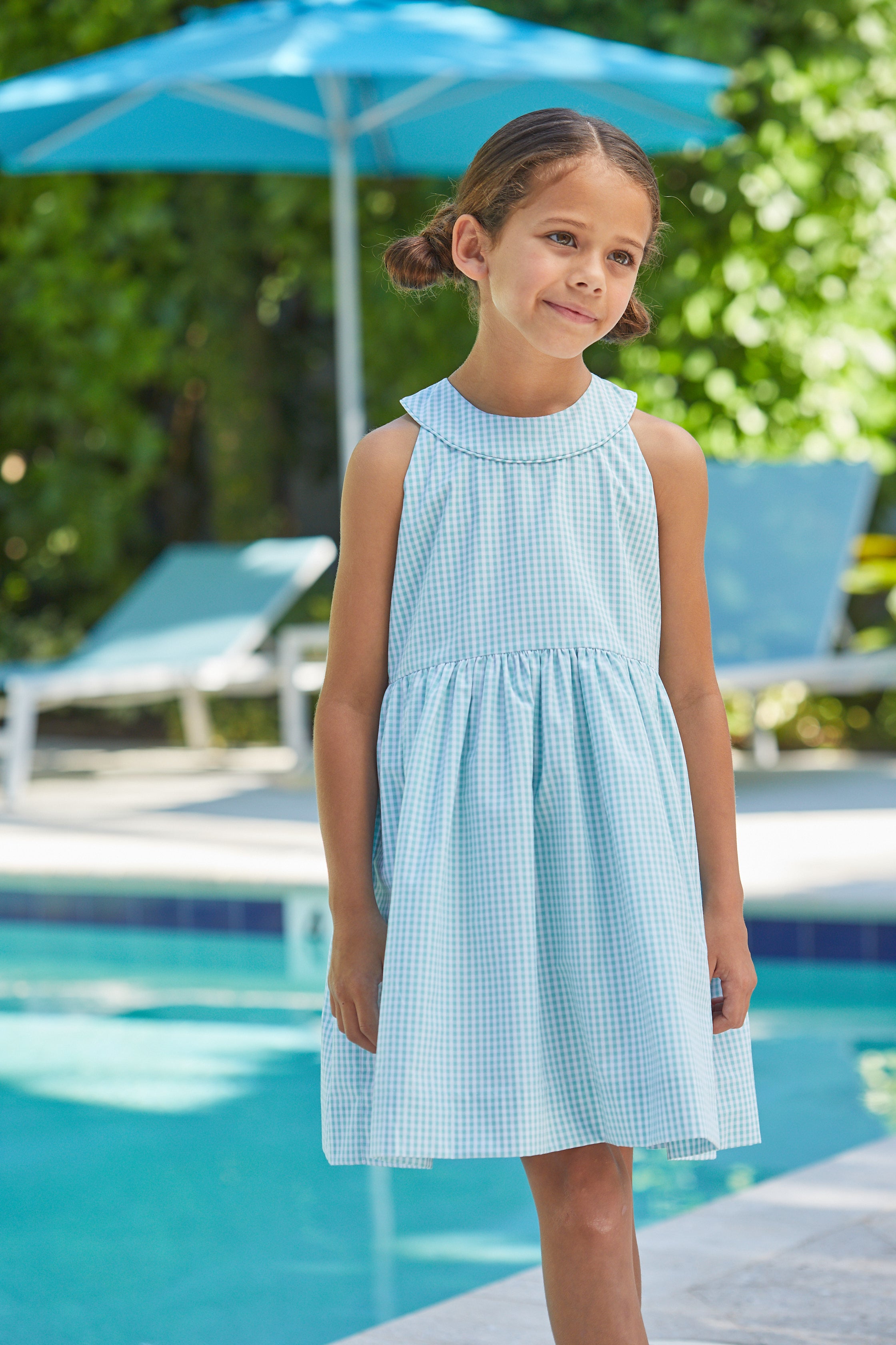 Annie Dress - Aqua Gingham