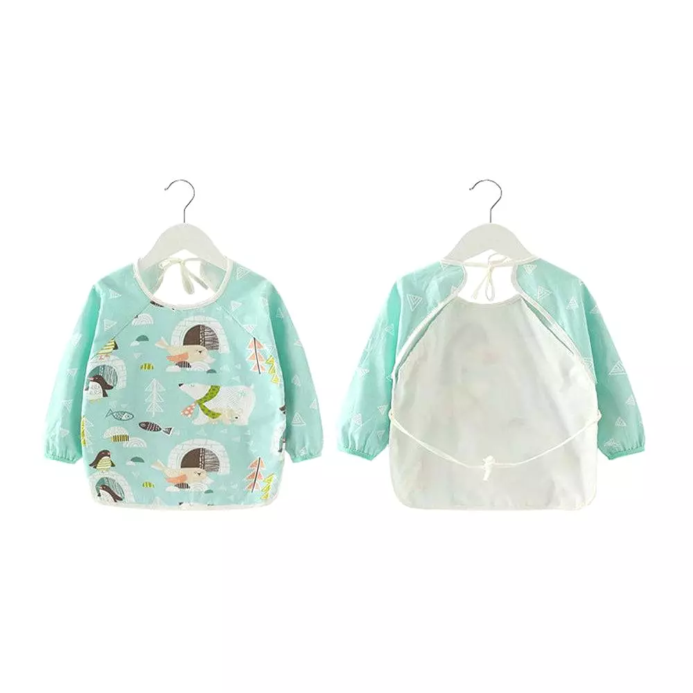 Baby Long Sleeve Apron Smock Bib Blue Cars