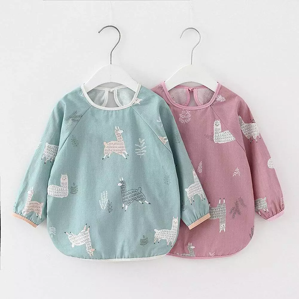 Baby Long Sleeve Apron Smock Bib Blue Forest