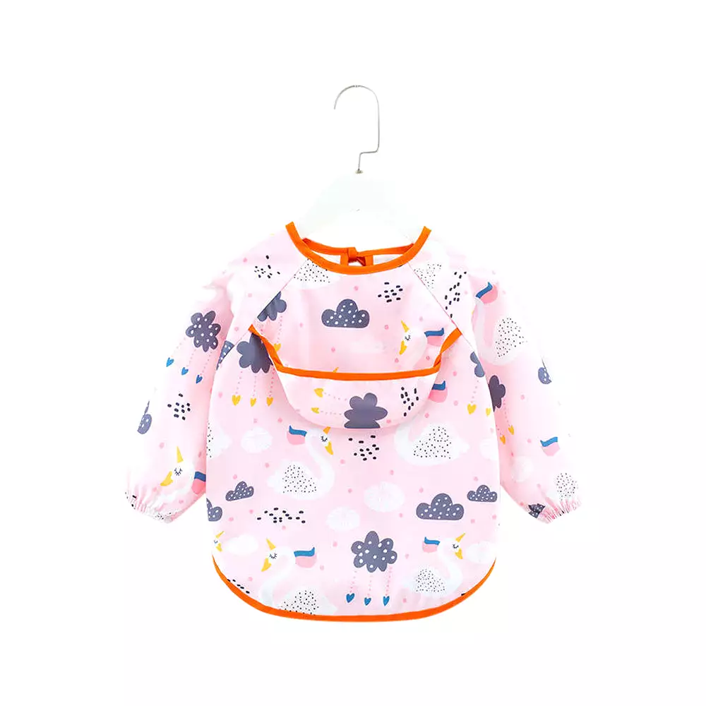 Baby Long Sleeve Apron Smock Bib Enchanted Swans