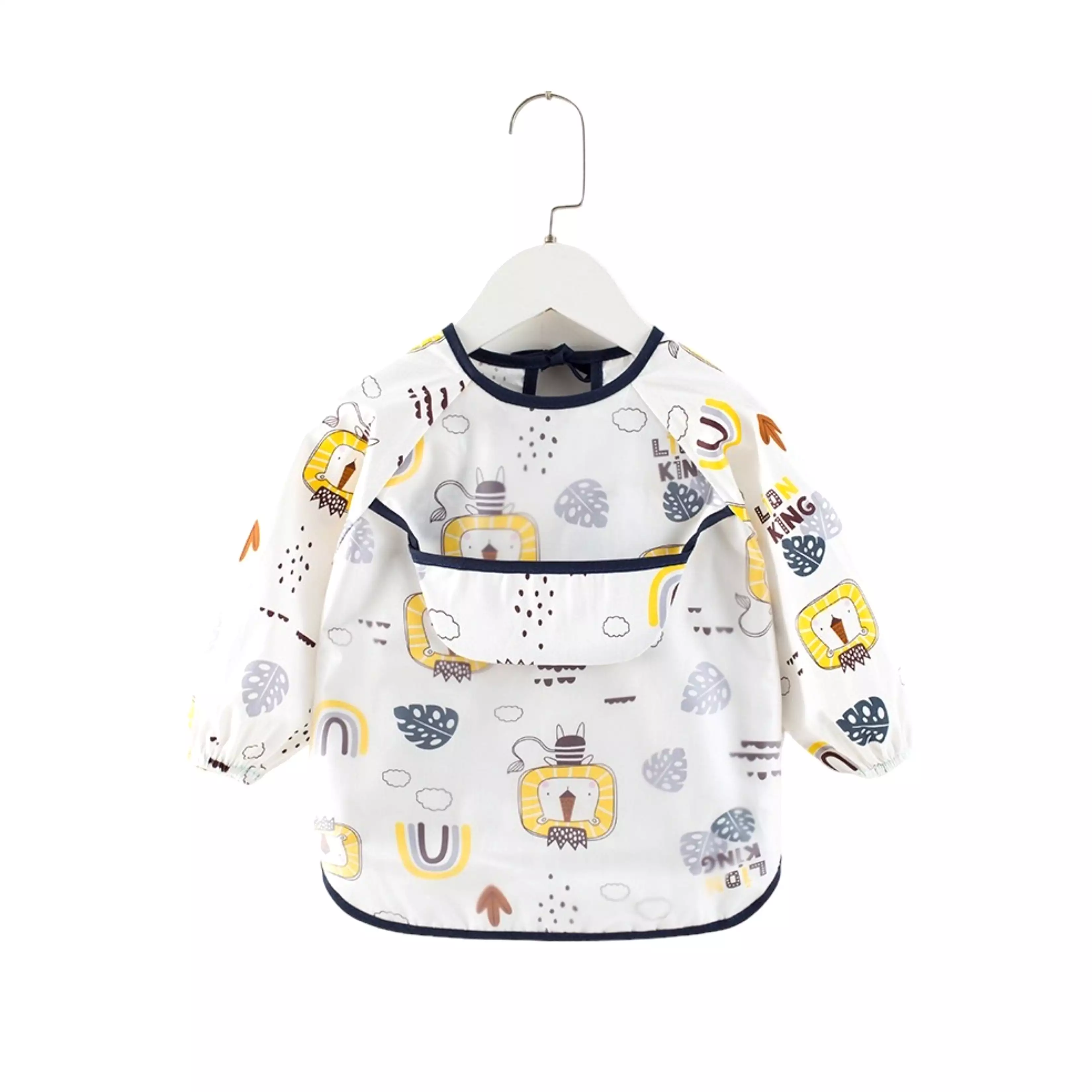 Baby Long Sleeve Apron Smock Bib in Lion's Den