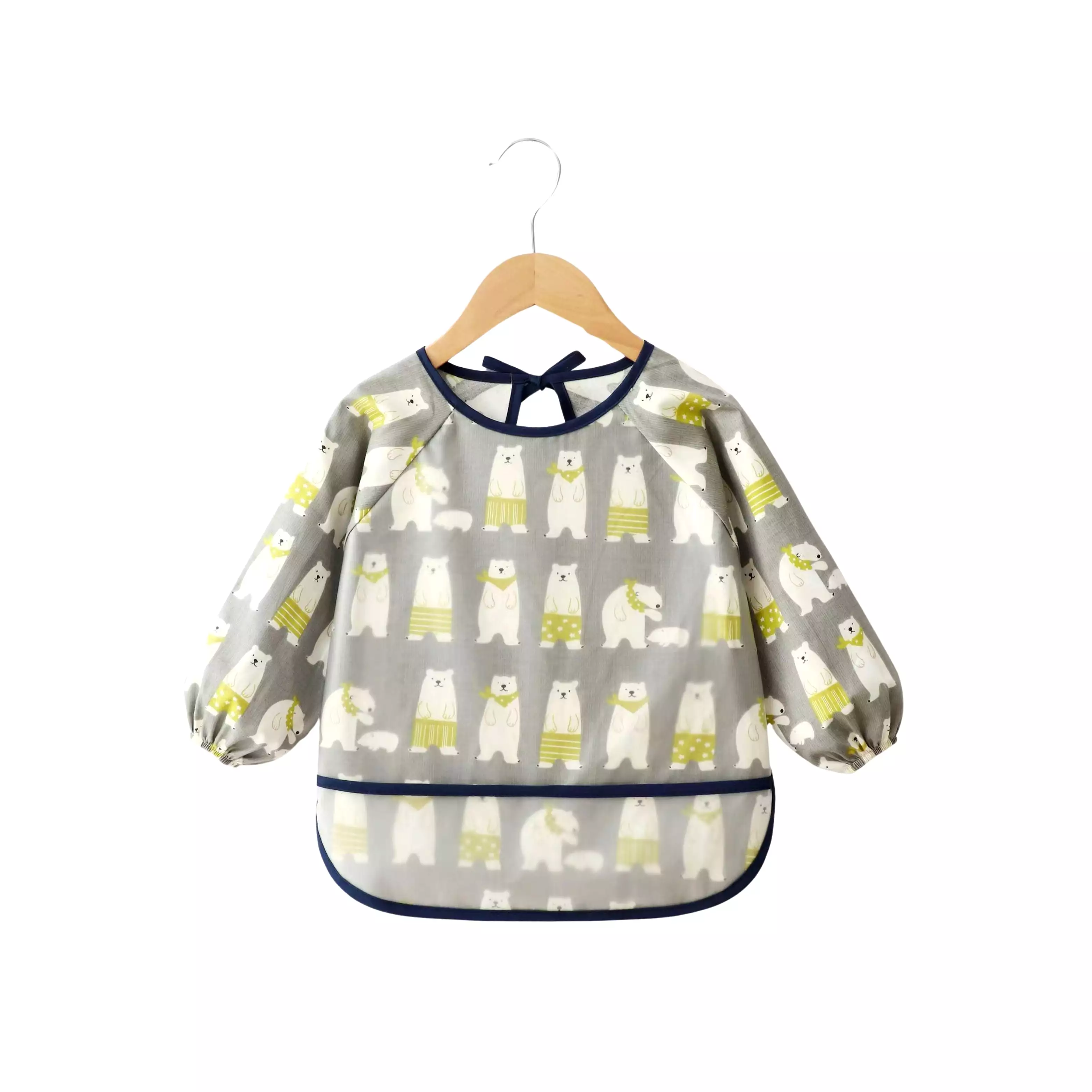 Baby Long Sleeve Apron Smock Bib in Polar Pals