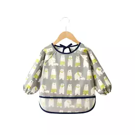 Baby Long Sleeve Apron Smock Bib in Polar Pals