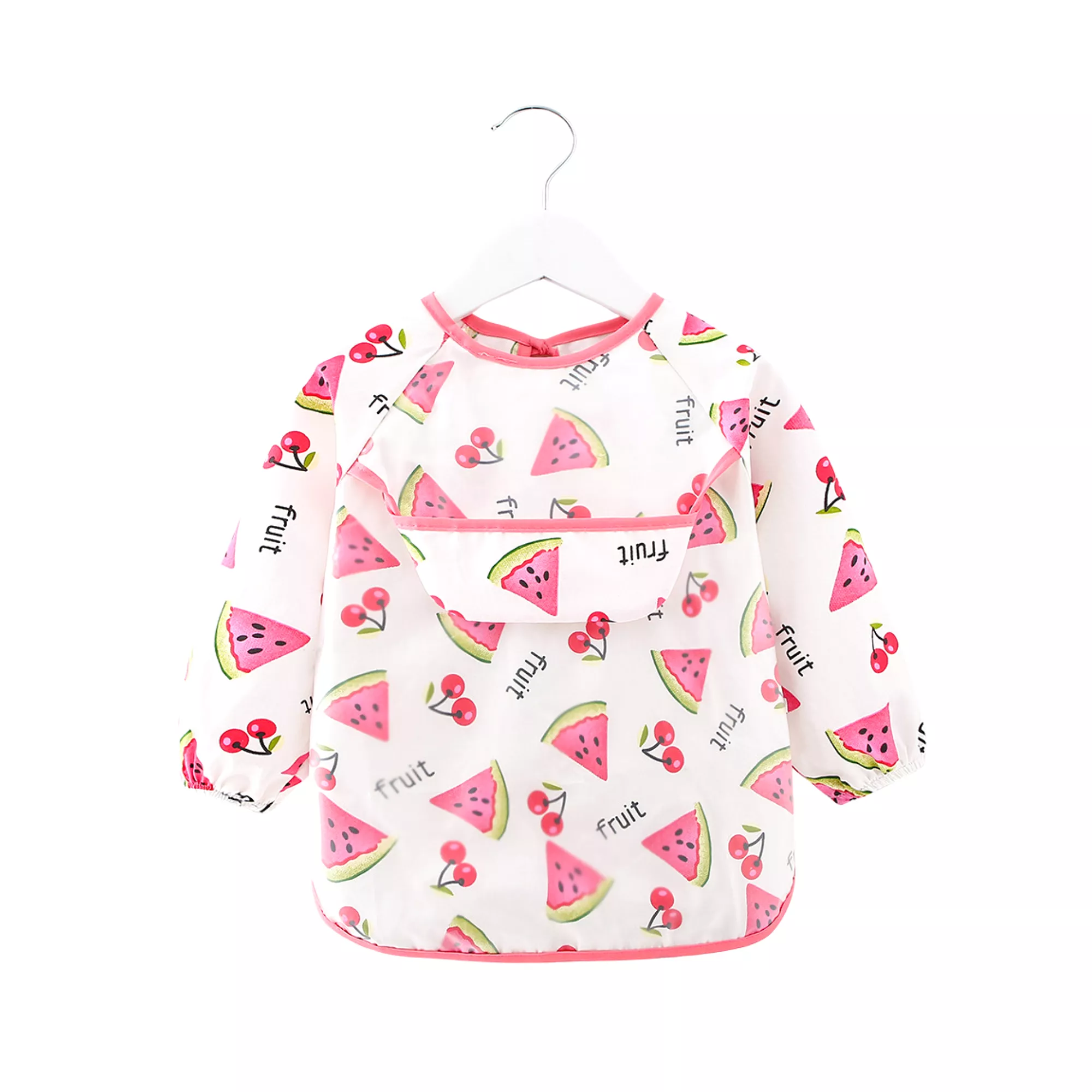 Baby Long Sleeve Apron Smock Bib in Watermelon