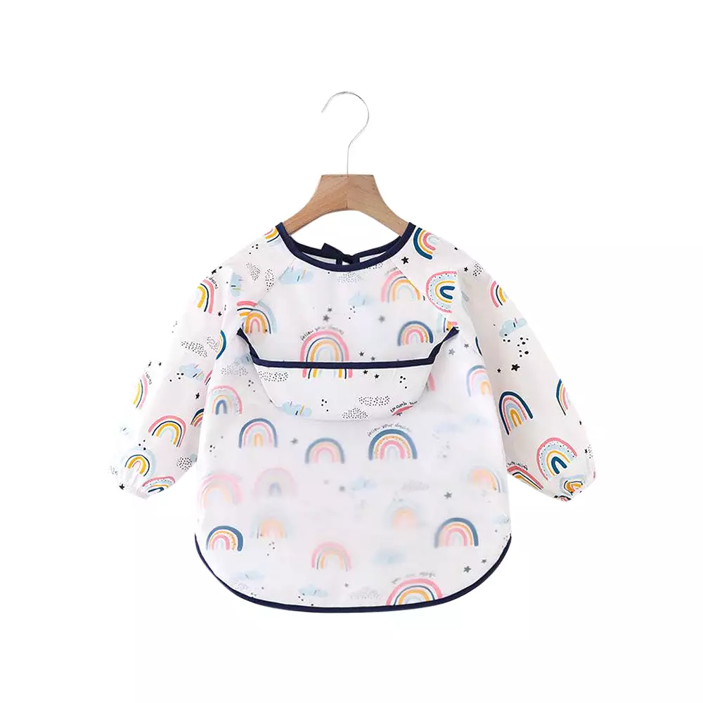 Baby Long Sleeve Apron Smock Bib Over The Rainbow