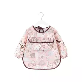 Baby Long Sleeve Apron Smock Bib Pink Animals