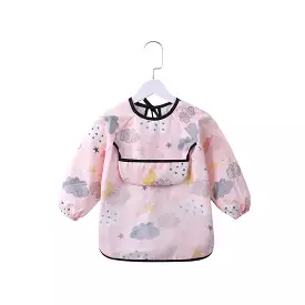 Baby Long Sleeve Apron Smock Bib Pink Night Sky