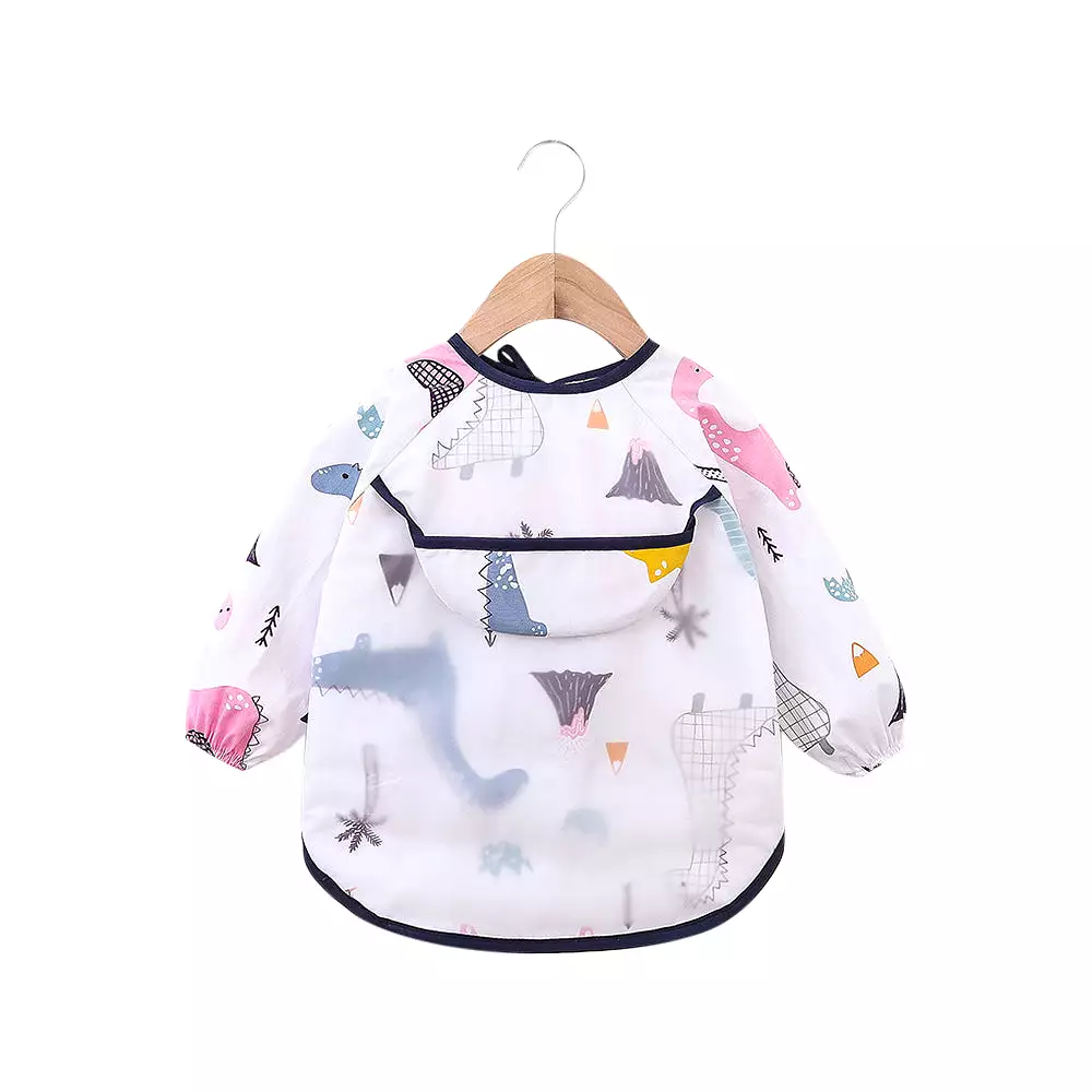 Baby Long Sleeve Apron Smock Bib Pink T-Rex