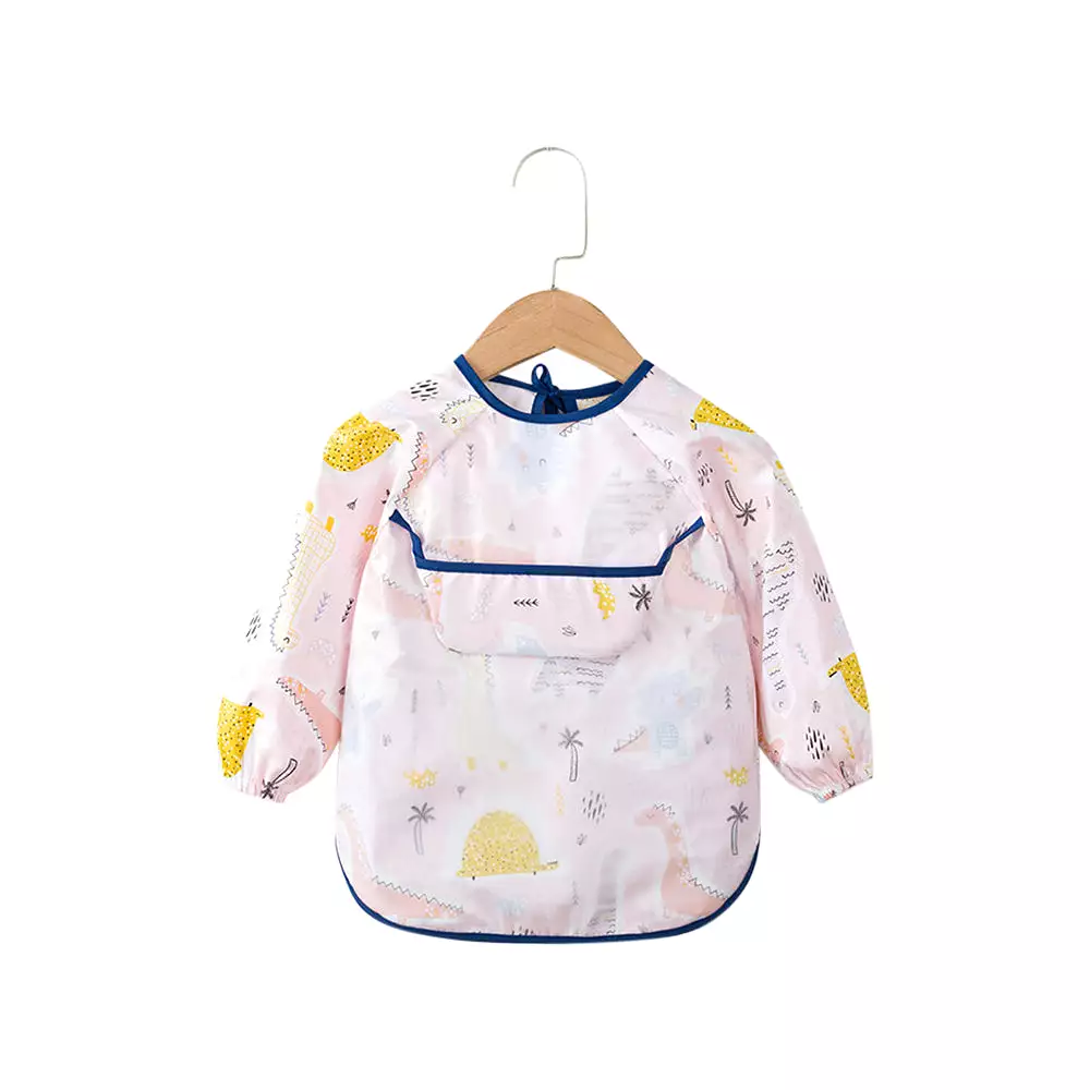 Baby Long Sleeve Apron Smock Bib Pretty Dinosaurs