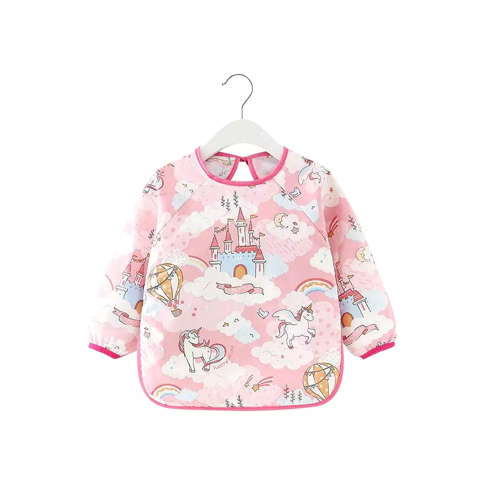 Baby Long Sleeve Apron Smock Bib Unicorns & Castles