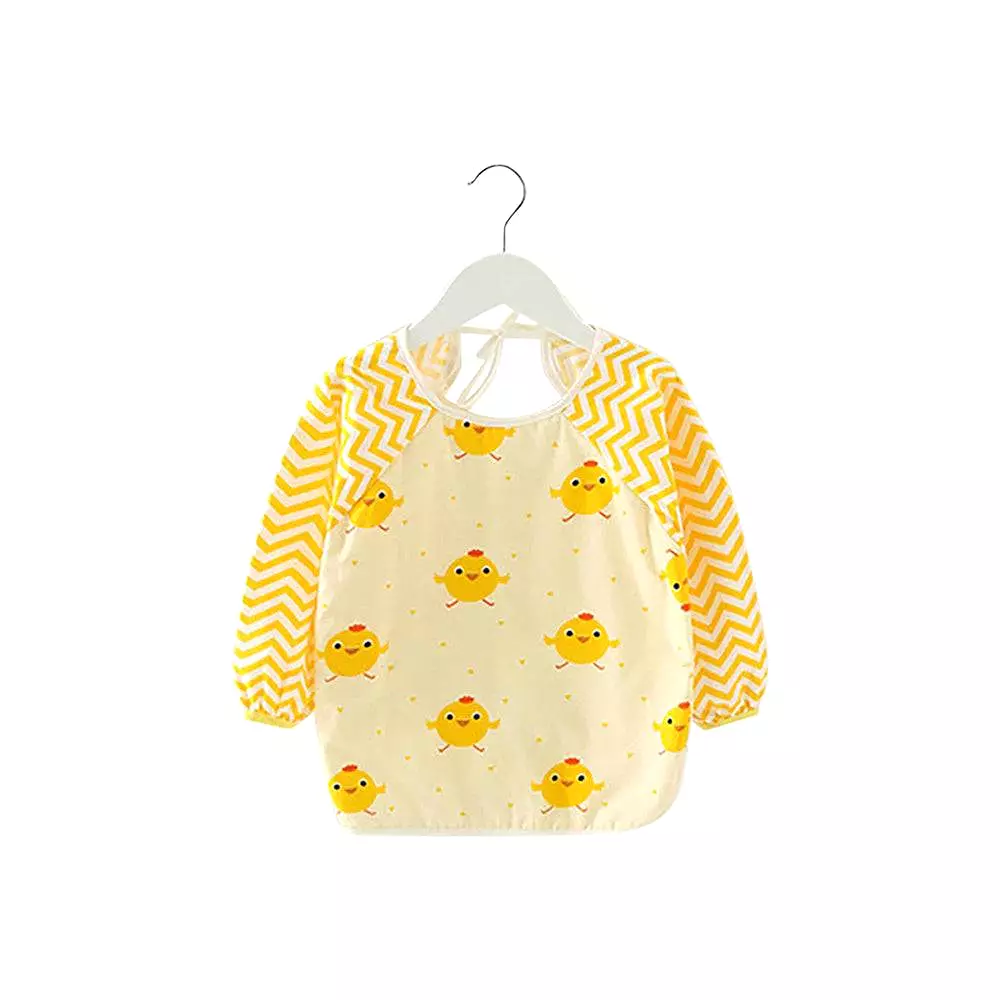 Baby Long Sleeve Apron Smock Bib Yellow Chicks