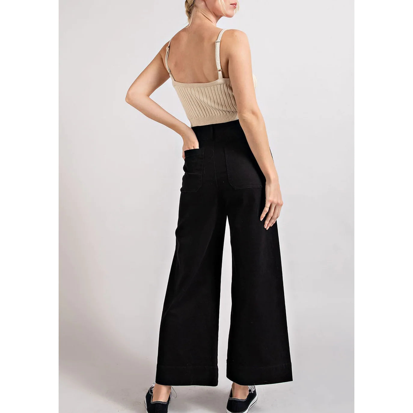 Black Soft Washed Wide Leg Pants