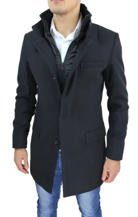 CAPPOTTO GIACCA UOMO NERO CASUAL ELEGANTE SLIM FIT SOPRABITO TRENCH INVERNALE