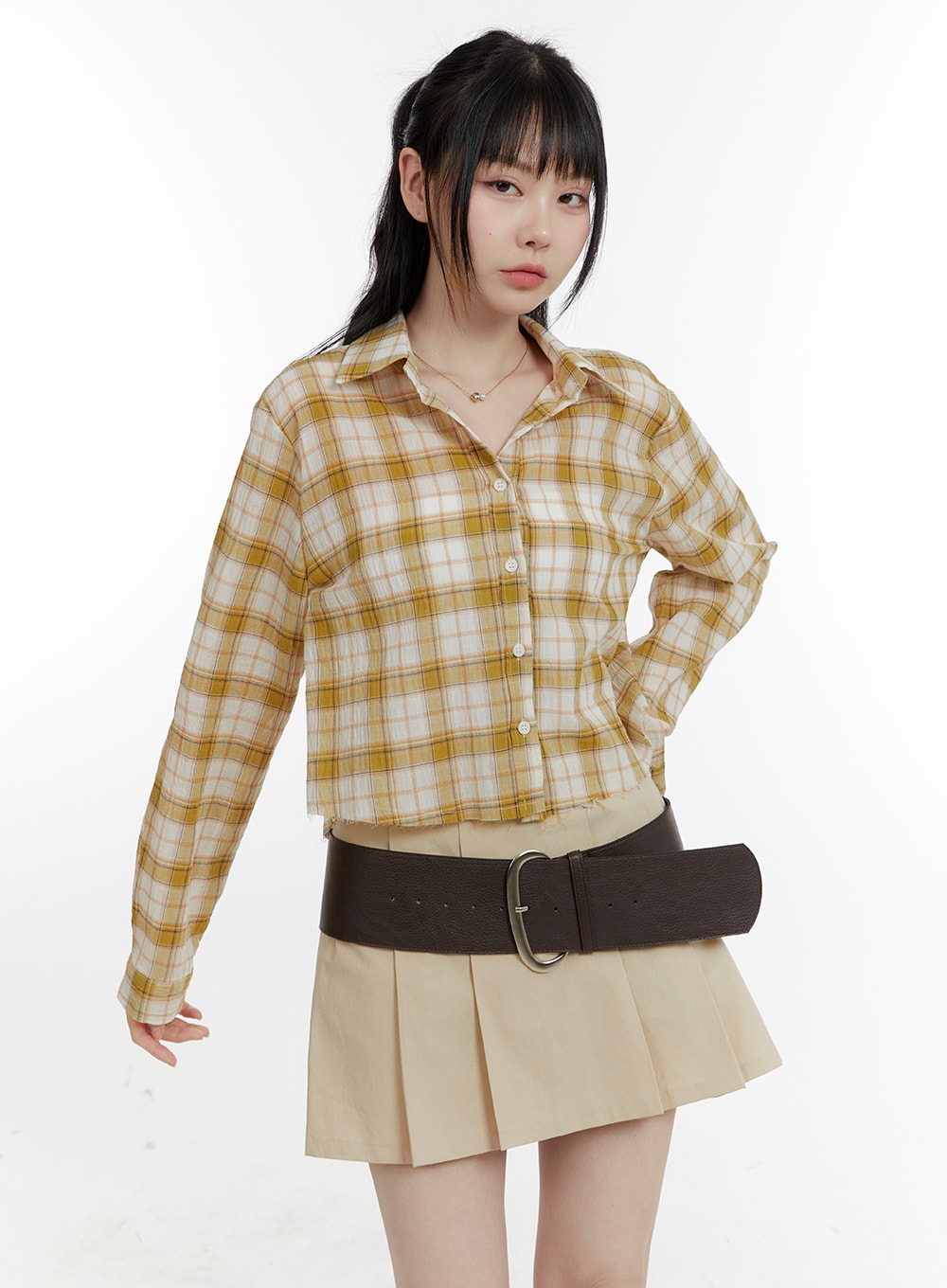 Checkered Cropped Blouse CA401