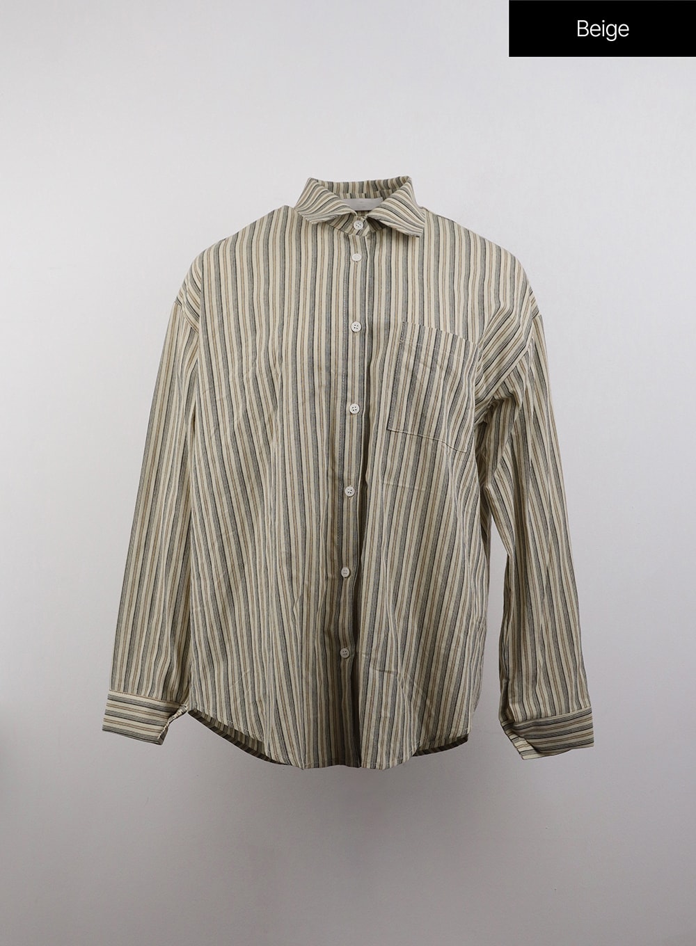 Collar Striped Button Long Sleeve Blouse CJ411