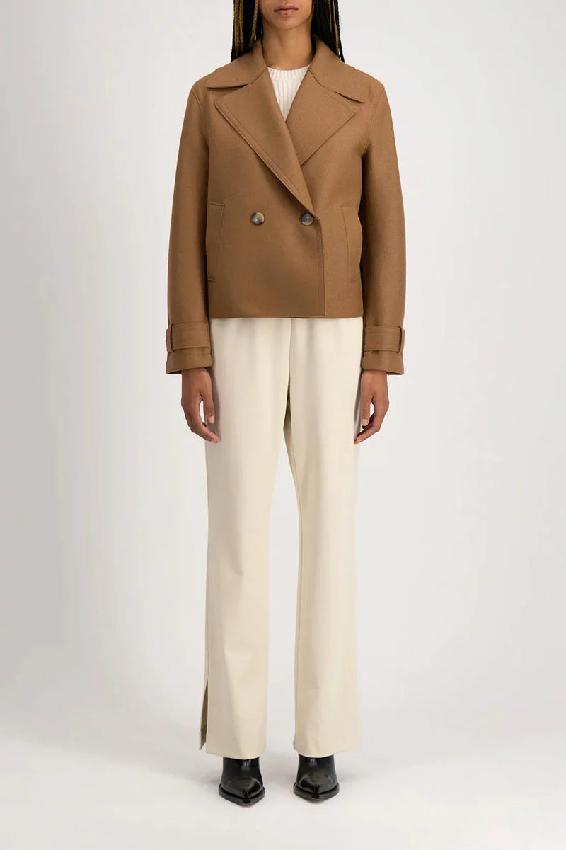 Cropped Peacoat Light Pressed Wool - Toffee