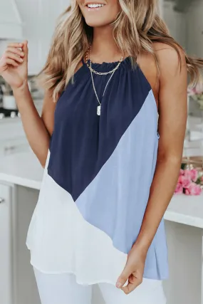 Elegant Patchwork  Contrast Halter Tops