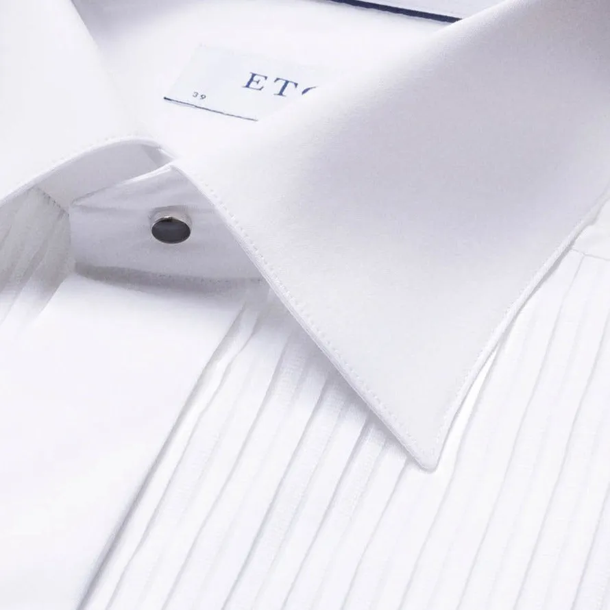 Eton White Plisse Evening Slim Fit Dinner Shirt