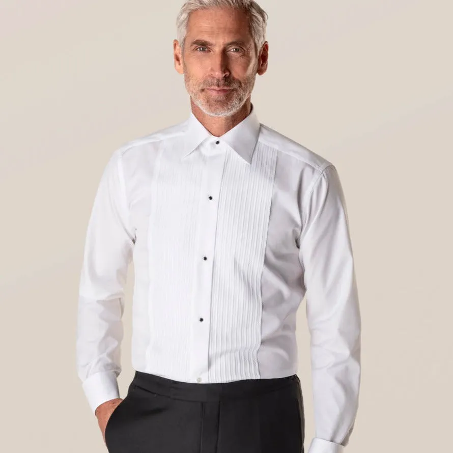 Eton White Plisse Evening Slim Fit Dinner Shirt