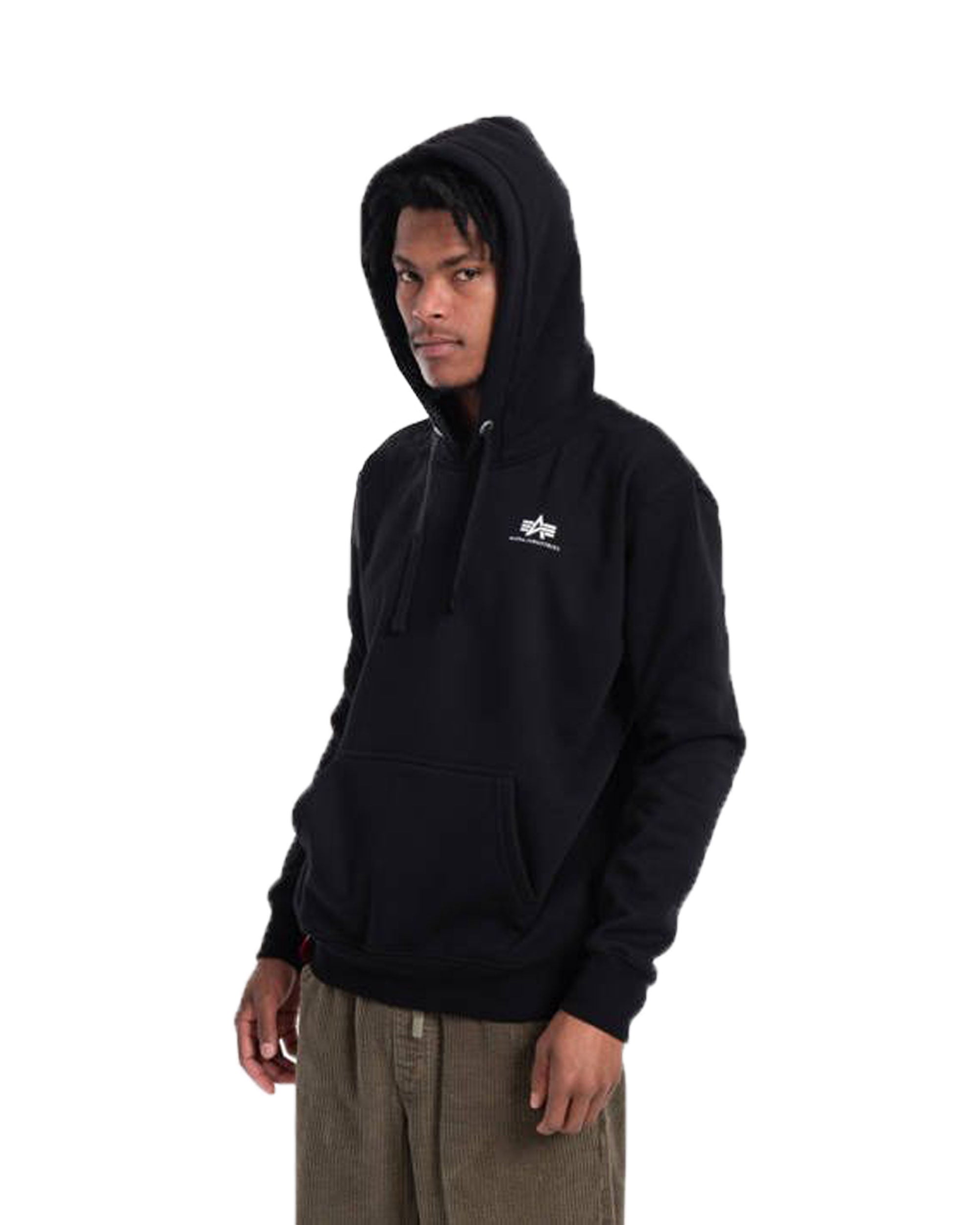 Felpa Uomo Alpha Industries Basic Hoody Small Logo Nero