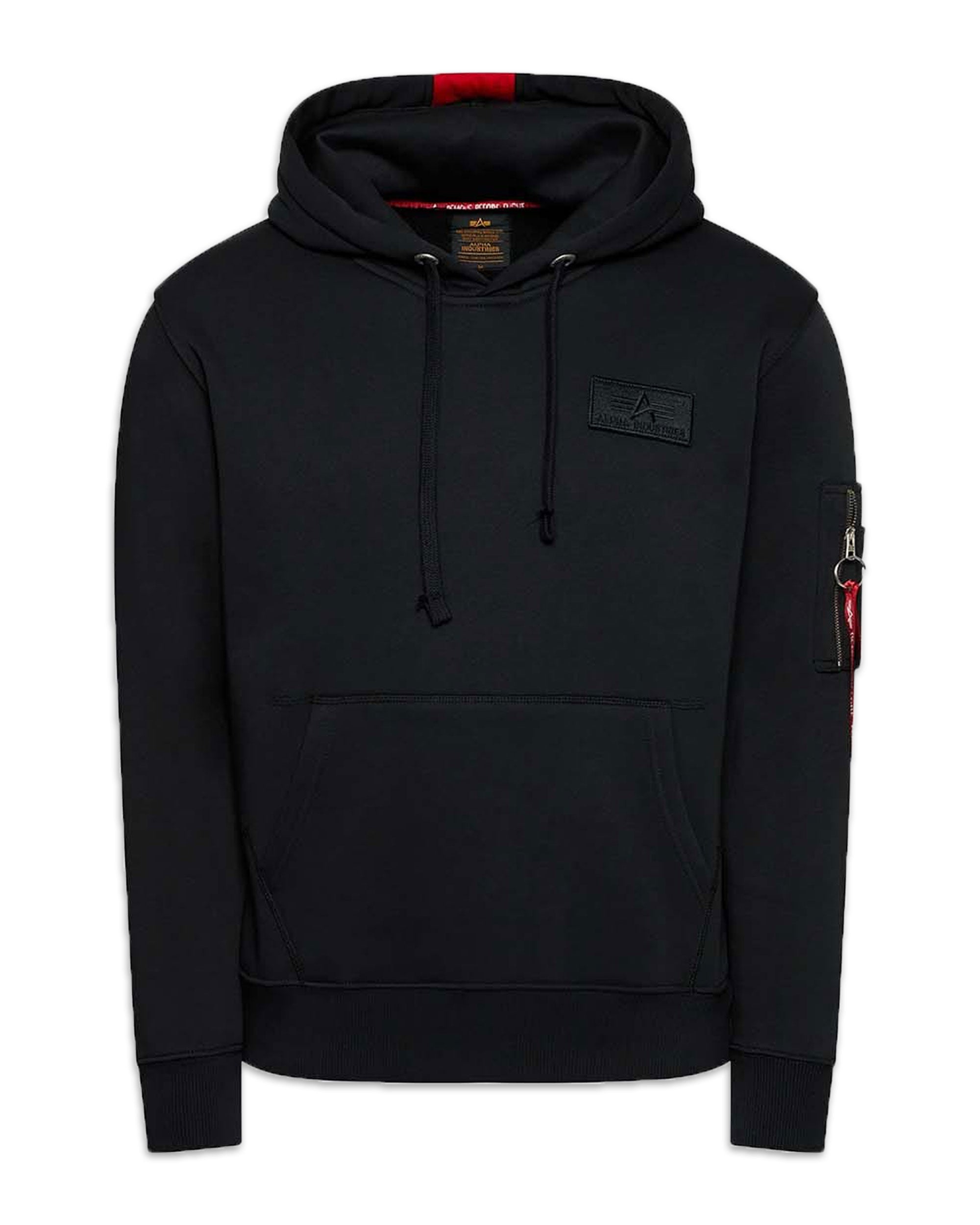 Felpa Uomo Alpha Industries Red Stripe Hoody Nero