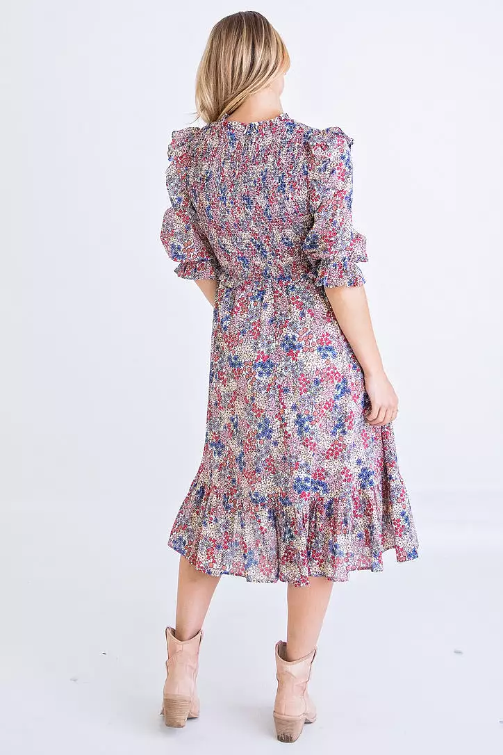 Floral Ditzy Smock Midi Dress