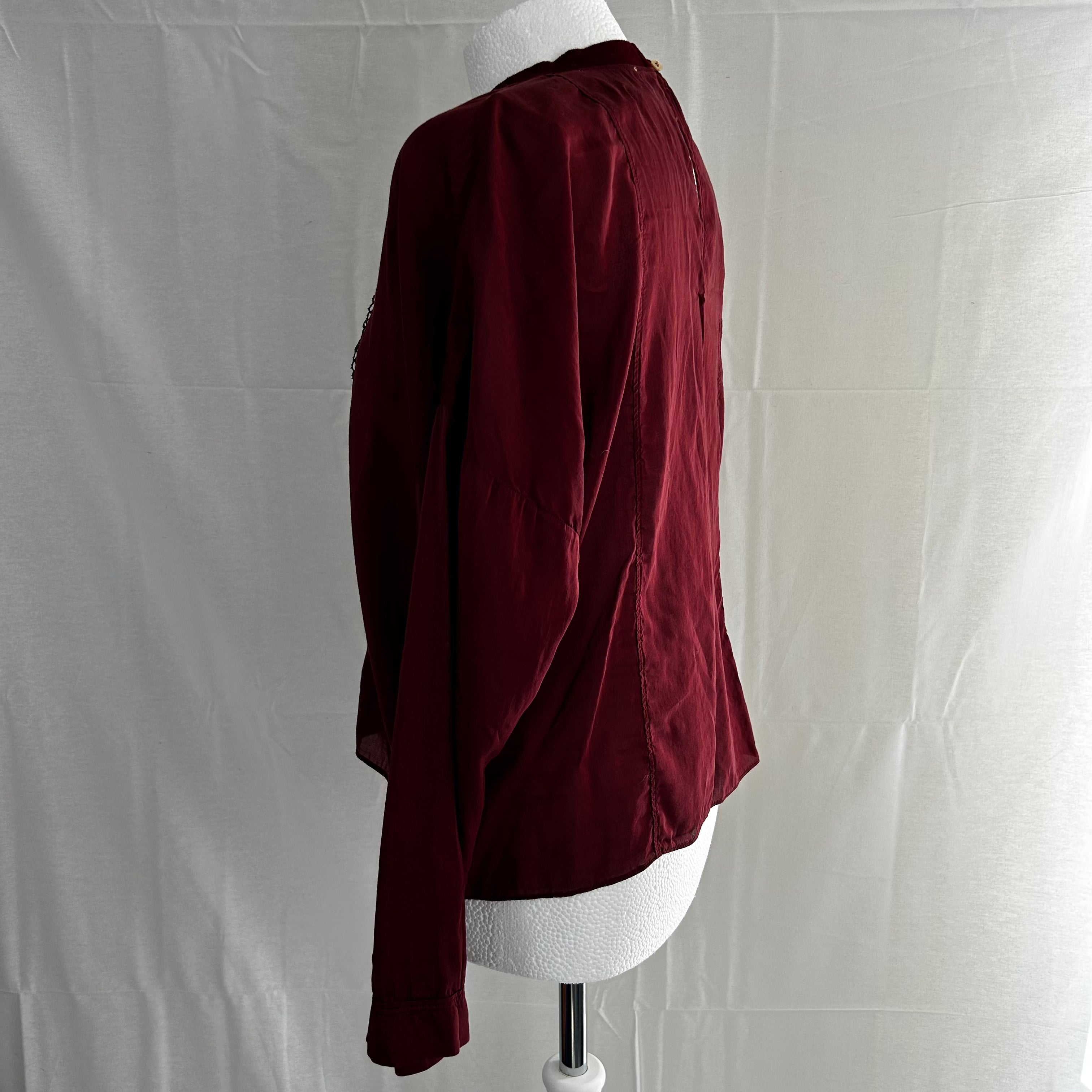 Forte Forte Cranberry Silk & Cotton Crochet Panel Blouse XS/S/M/L/XL