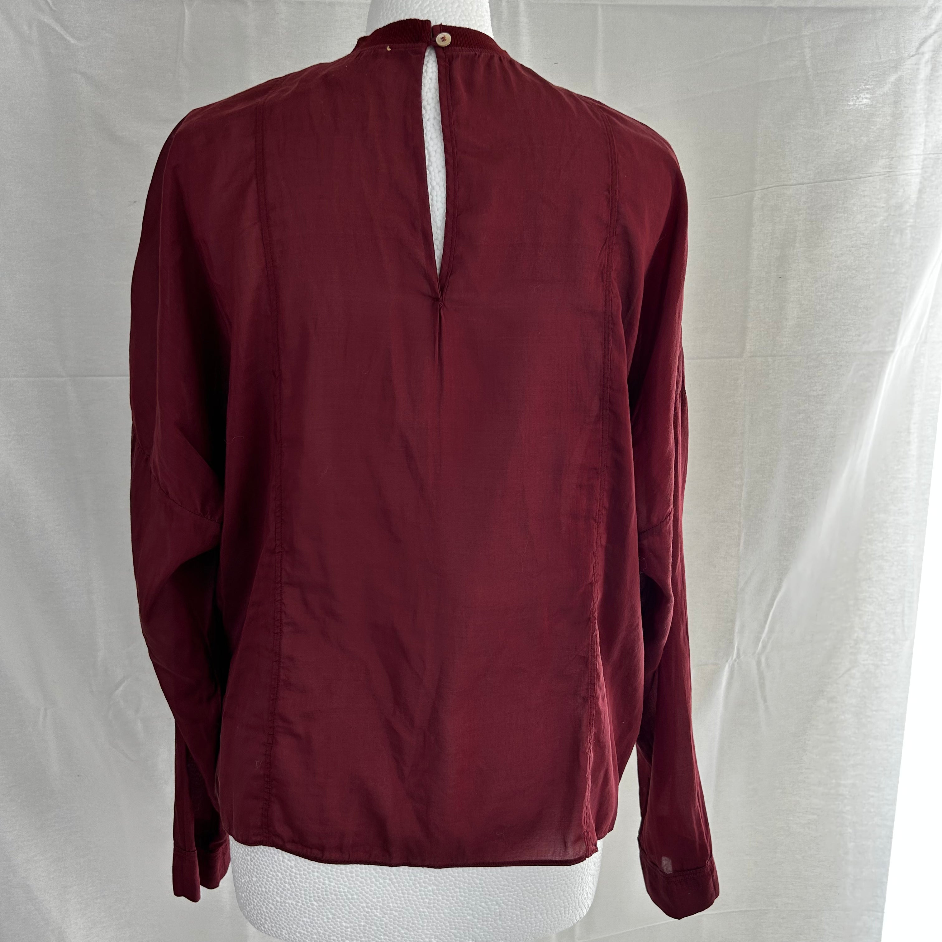 Forte Forte Cranberry Silk & Cotton Crochet Panel Blouse XS/S/M/L/XL