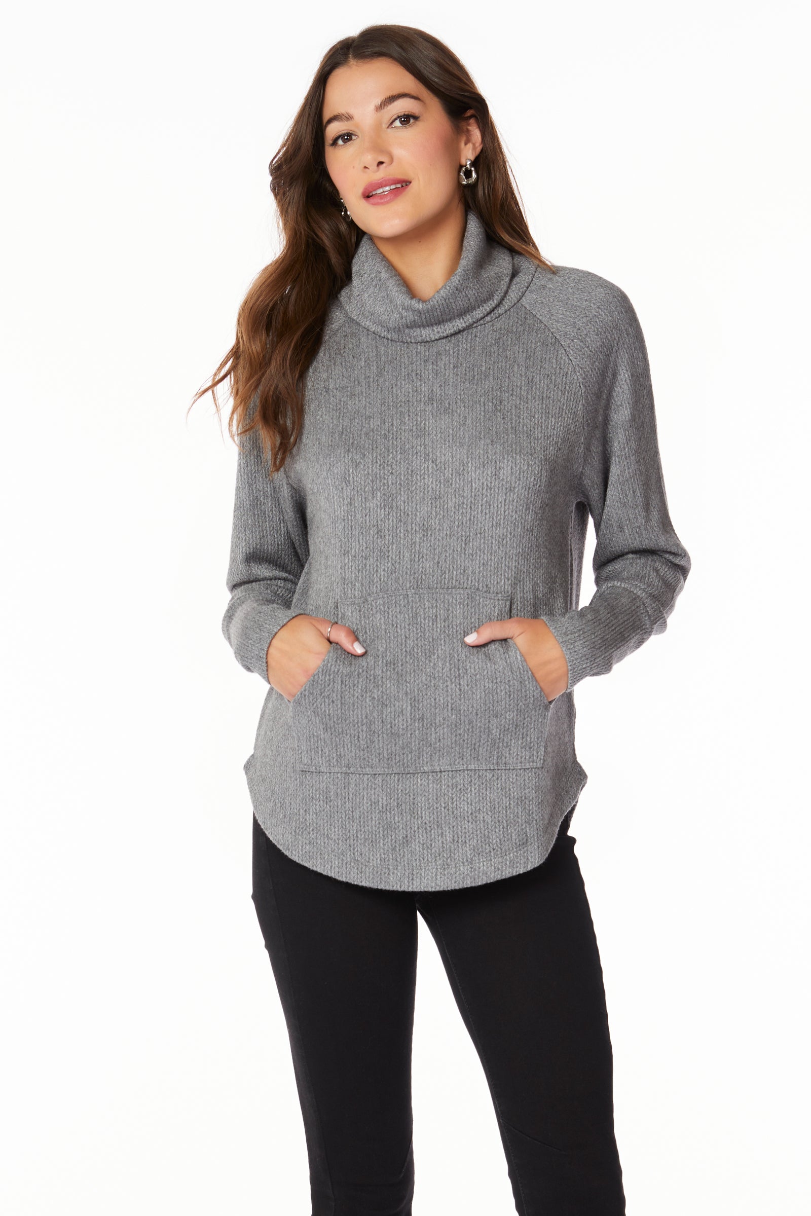 FUNNEL NECK RAGLAN SWEATER