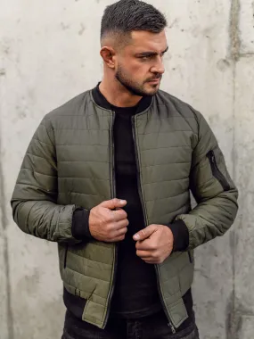 Giacca con trapuntate mezza stagione tipo bomber da uomo khaki Bolf MY-02