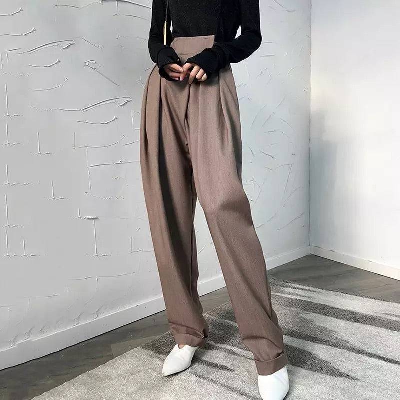 High Waist Loose Pleated Wide Leg Pants