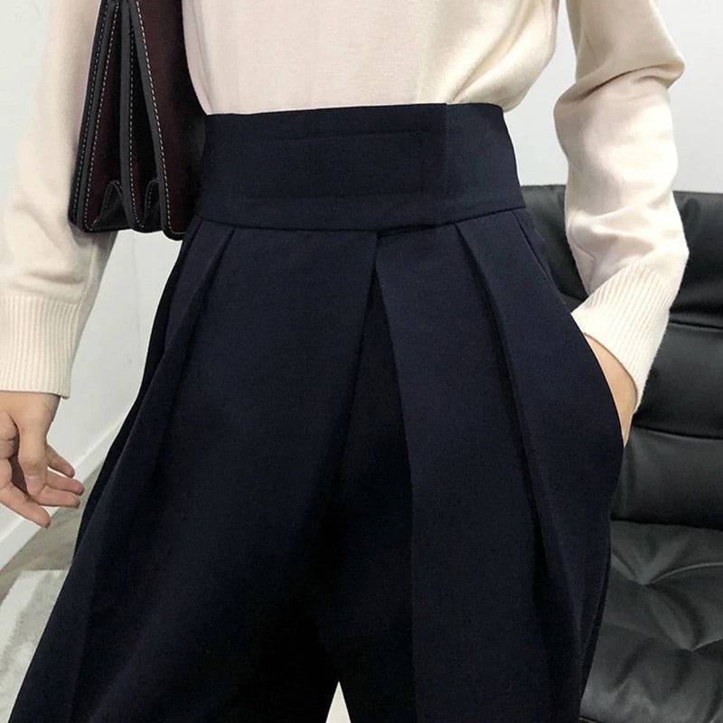 High Waist Loose Pleated Wide Leg Pants