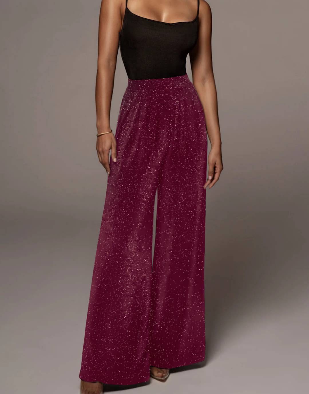 High Waisted Loose Sequined Long Pants