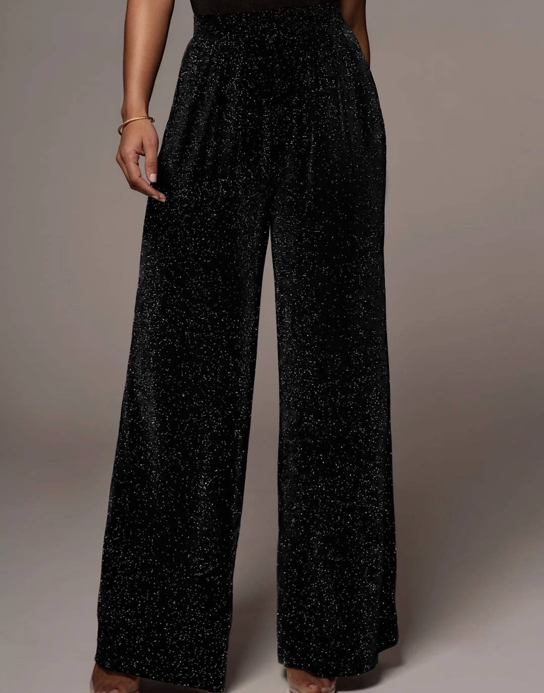 High Waisted Loose Sequined Long Pants