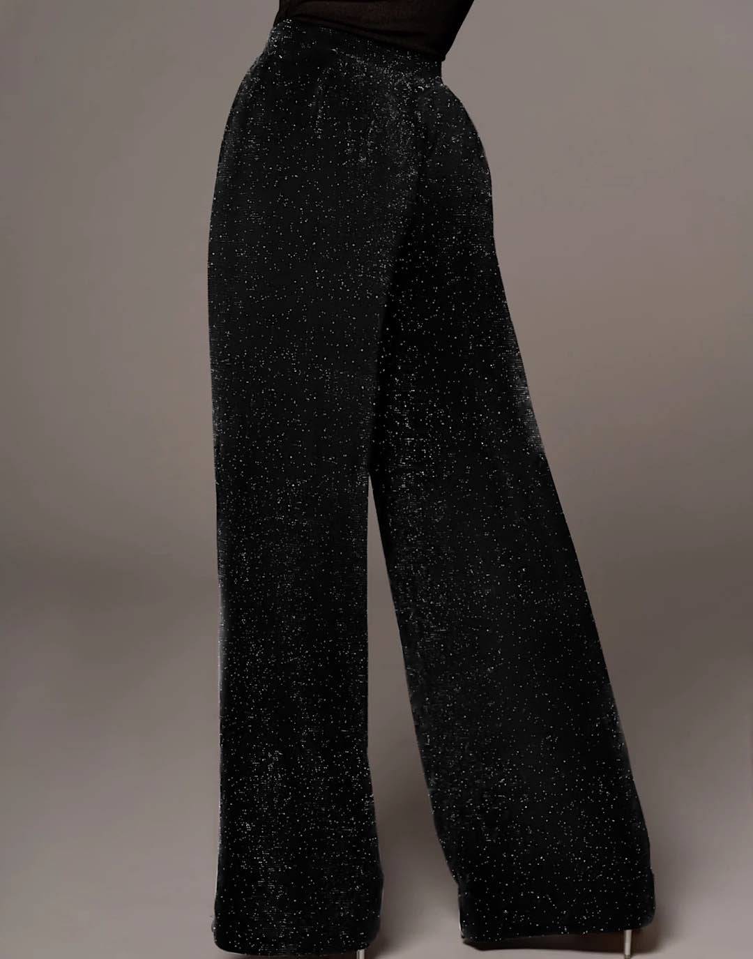 High Waisted Loose Sequined Long Pants