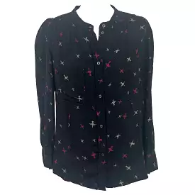 Isabel Marant Black Silk Bird Print Blouse M