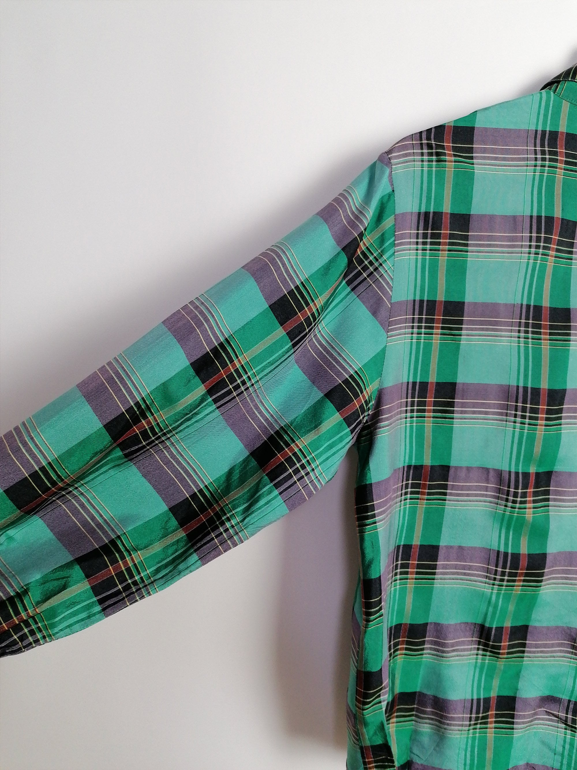 KURT KELLERMANN Plaid Pattern Silk Blouse