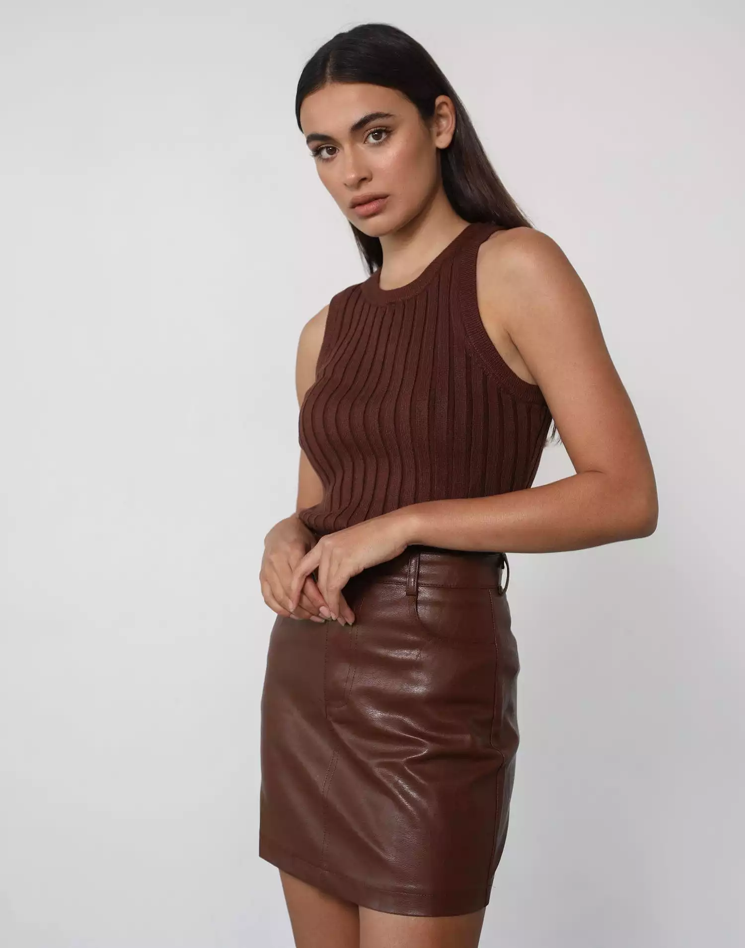 Kymberlee Mini Skirt (Brown)