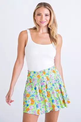 Lime Floral Smock Skort