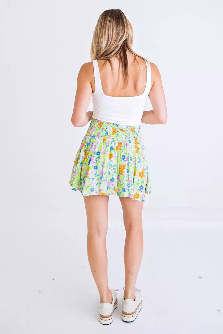 Lime Floral Smock Skort