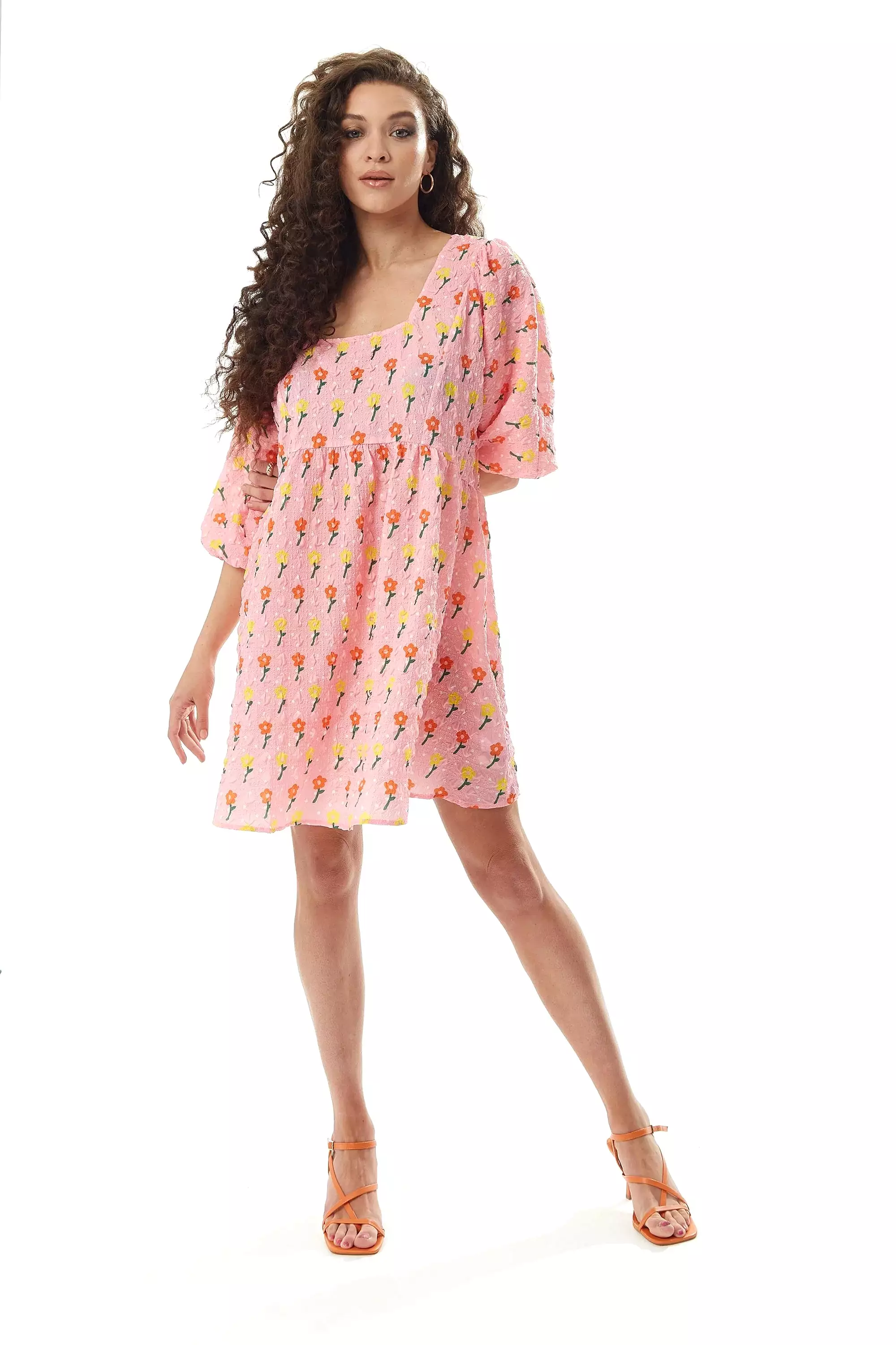 Liquorish Pink Floral Smock Mini Dress