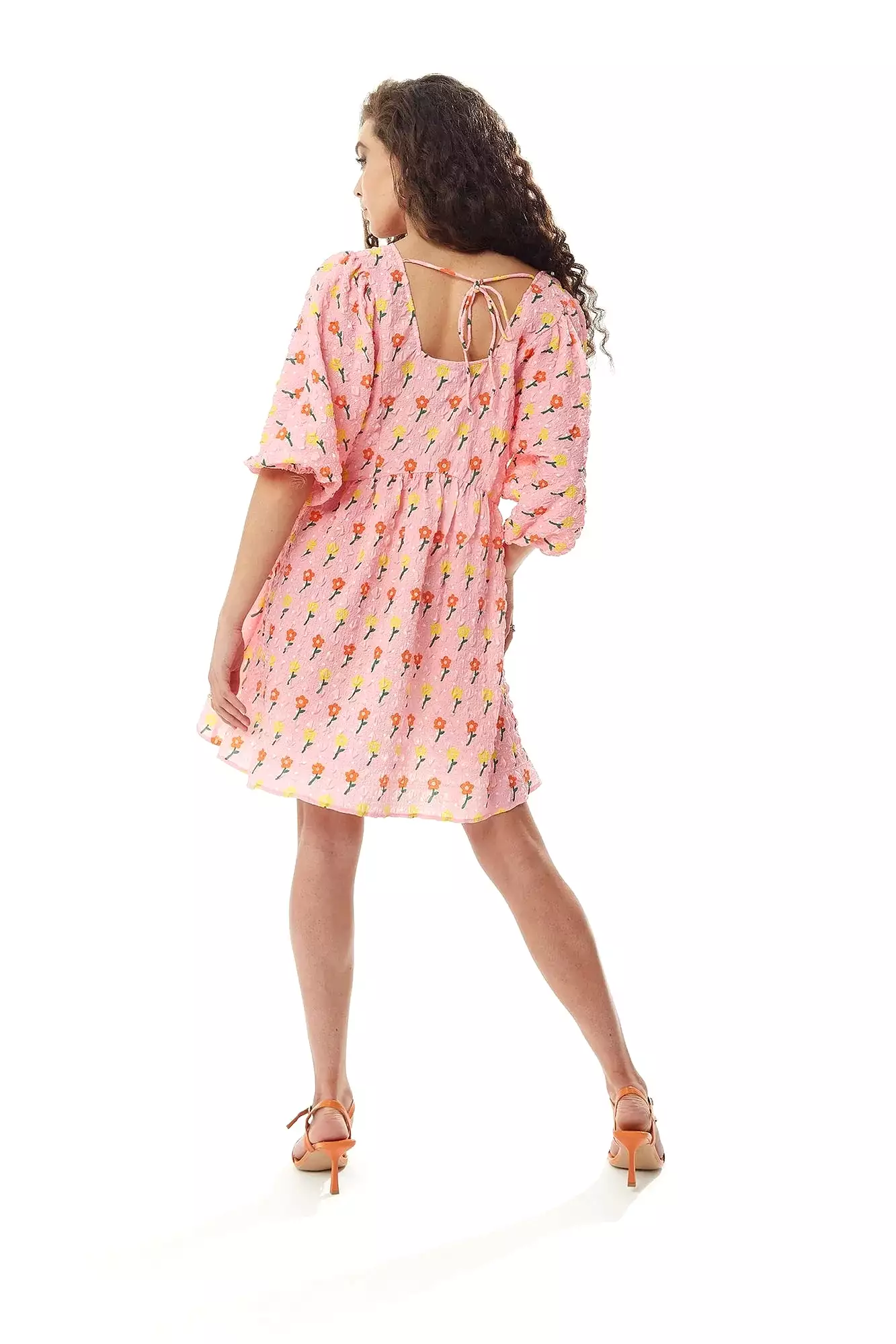 Liquorish Pink Floral Smock Mini Dress