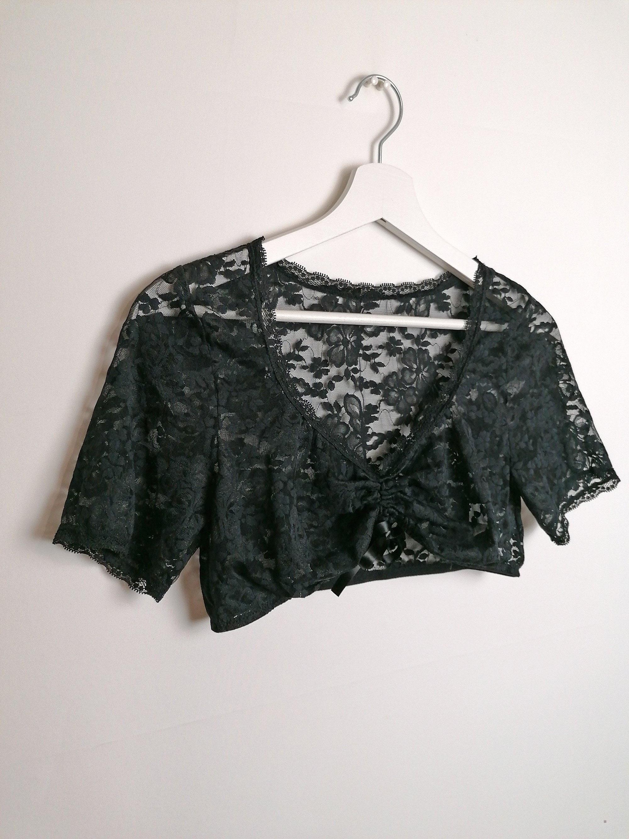 Micro Crop Top Lace Black - size XS-S