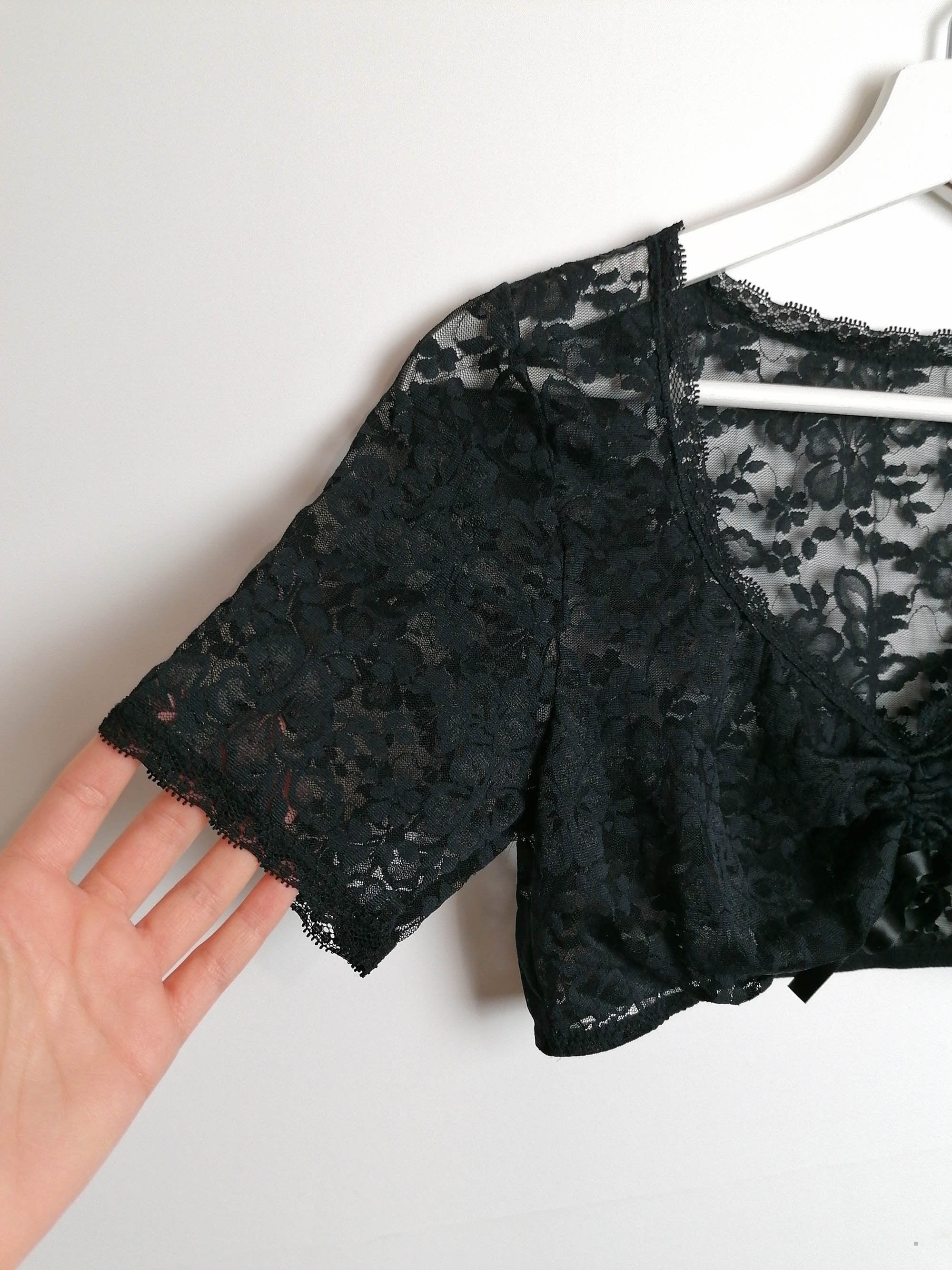 Micro Crop Top Lace Black - size XS-S