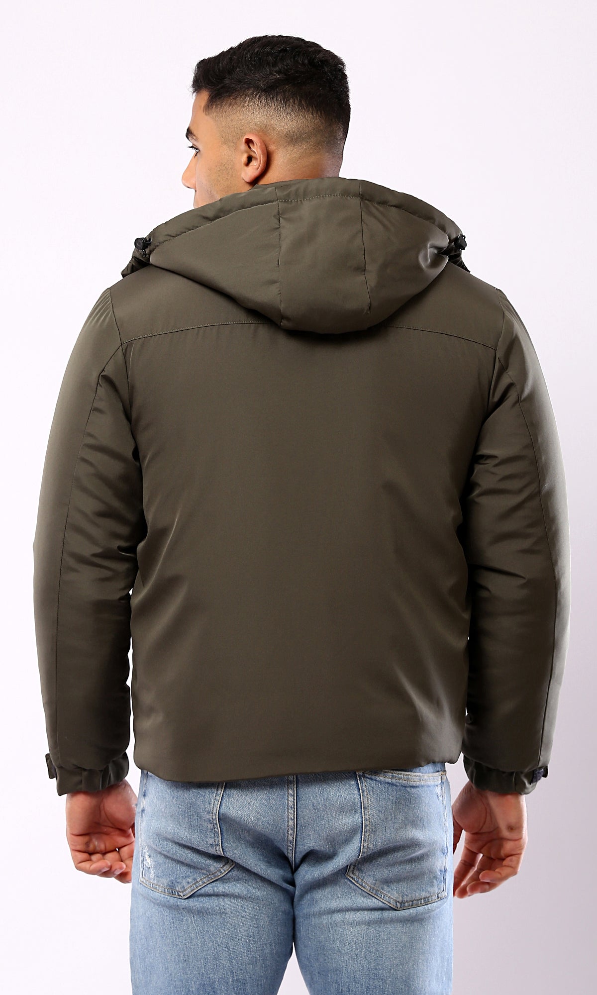 O181761 Dark Olive Zipped Jacket With Detachable Hoody