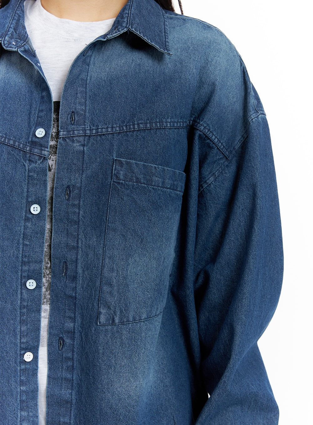 Oversized Denim Pocket Blouse CM419