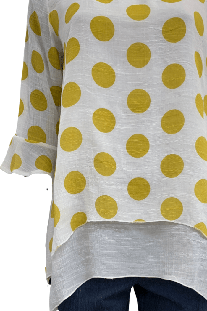 Papillon White/Gold Dots Blouse - 16015