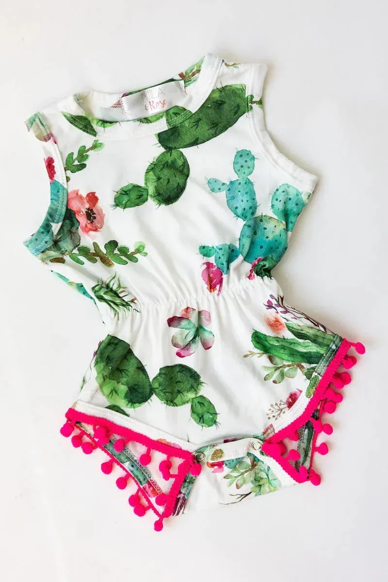 Pom Pom Romper, Cute Cactus