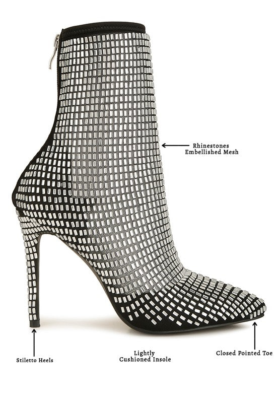 Rhinestones Mesh Boots